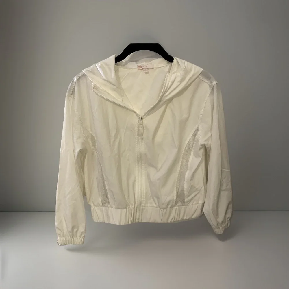 GB Girls white cropped white rain jacket‎ with hood size large